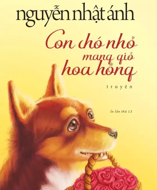 CON CHÓ NHỎ MANG GIỎ HOA HỒNG